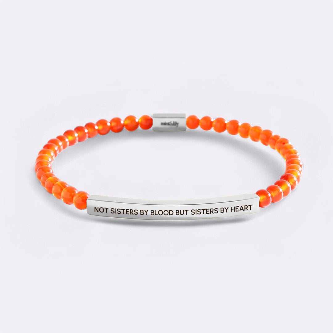 Not Sisters By Blood But Sisters By Heart Beaded Inspire Bracelet
