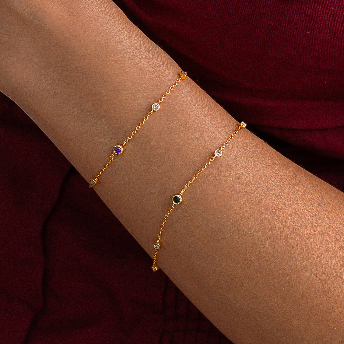 July Birthstone Station Bracelet