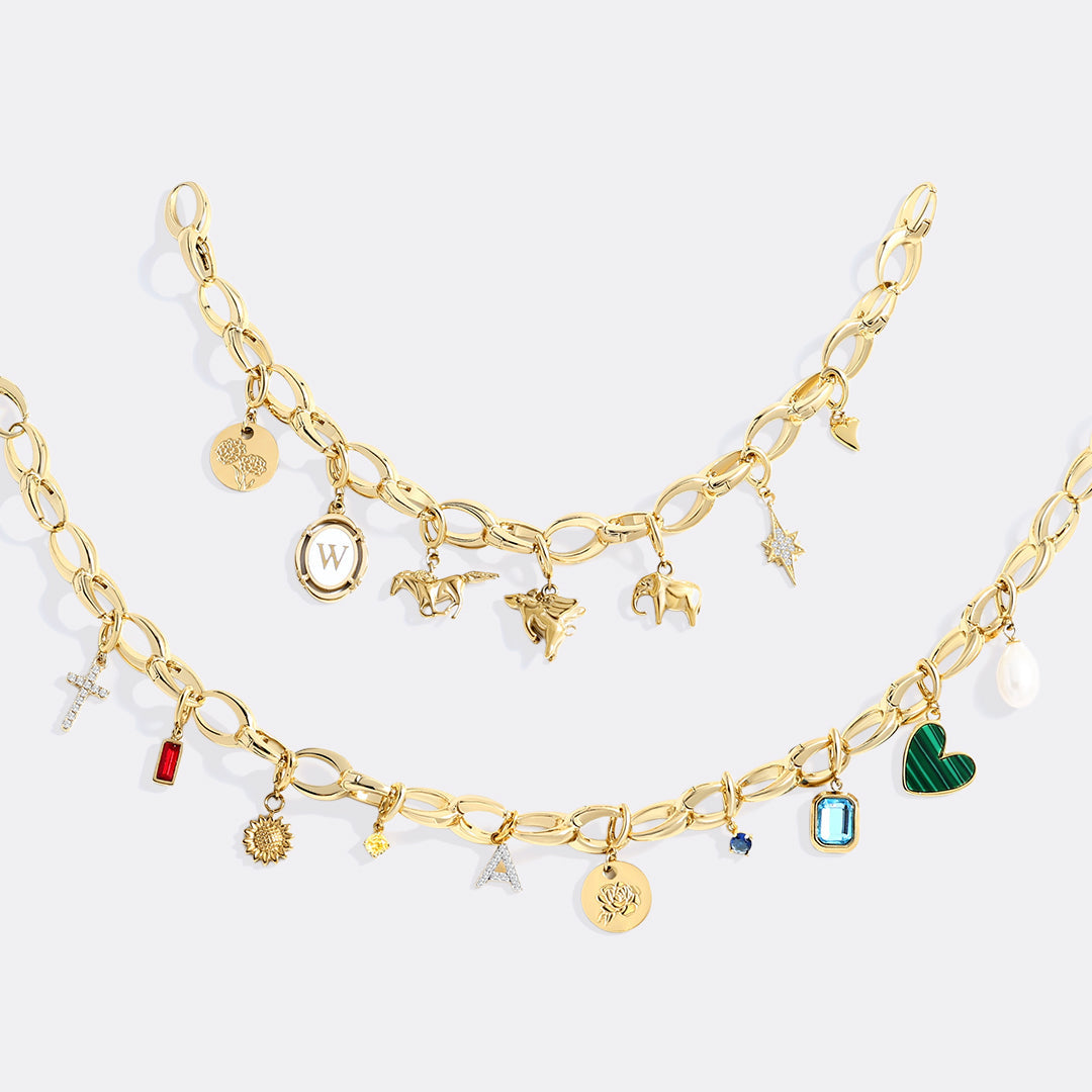 Bold Cable Link Charm Bracelet