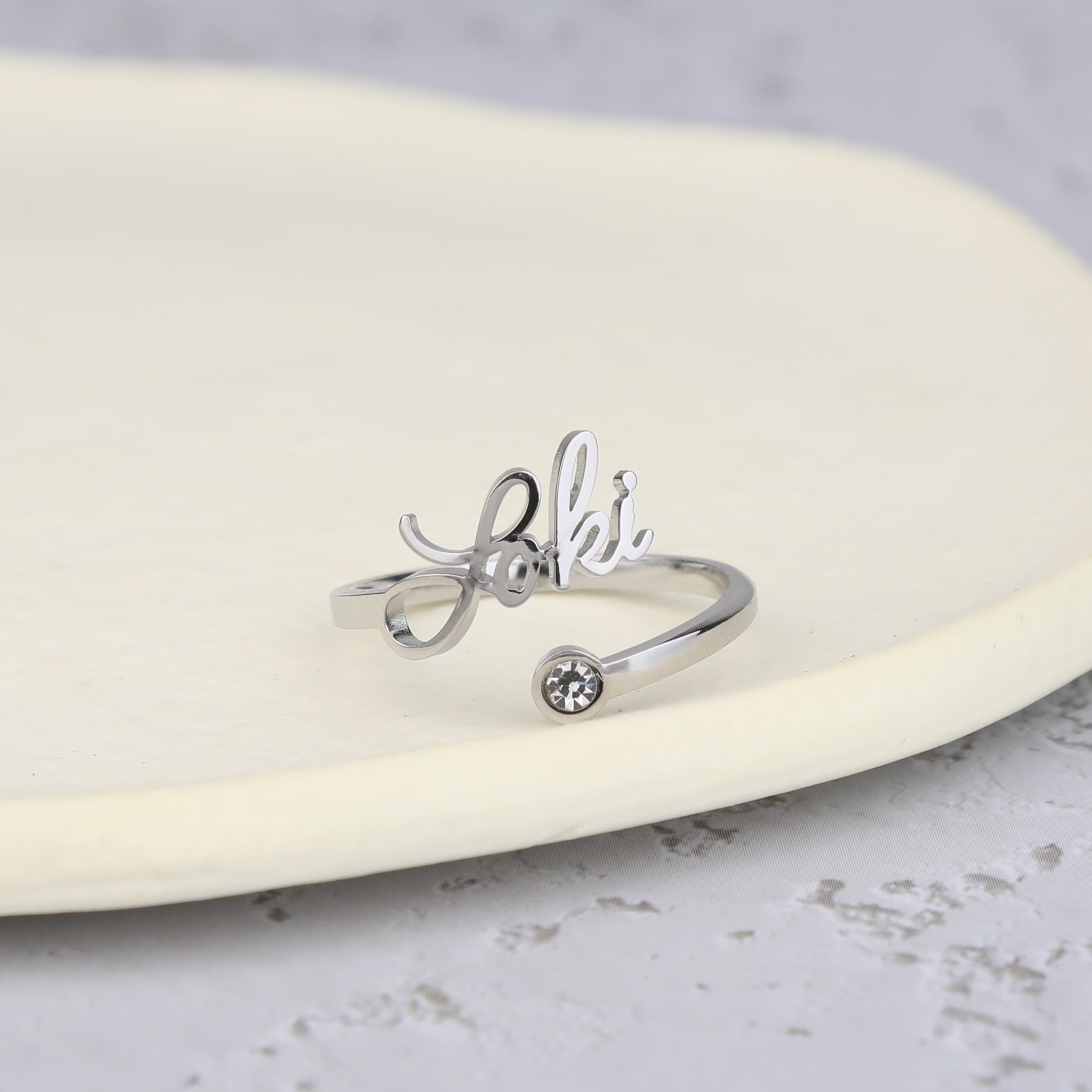 Custom Name Birthstone Ring
