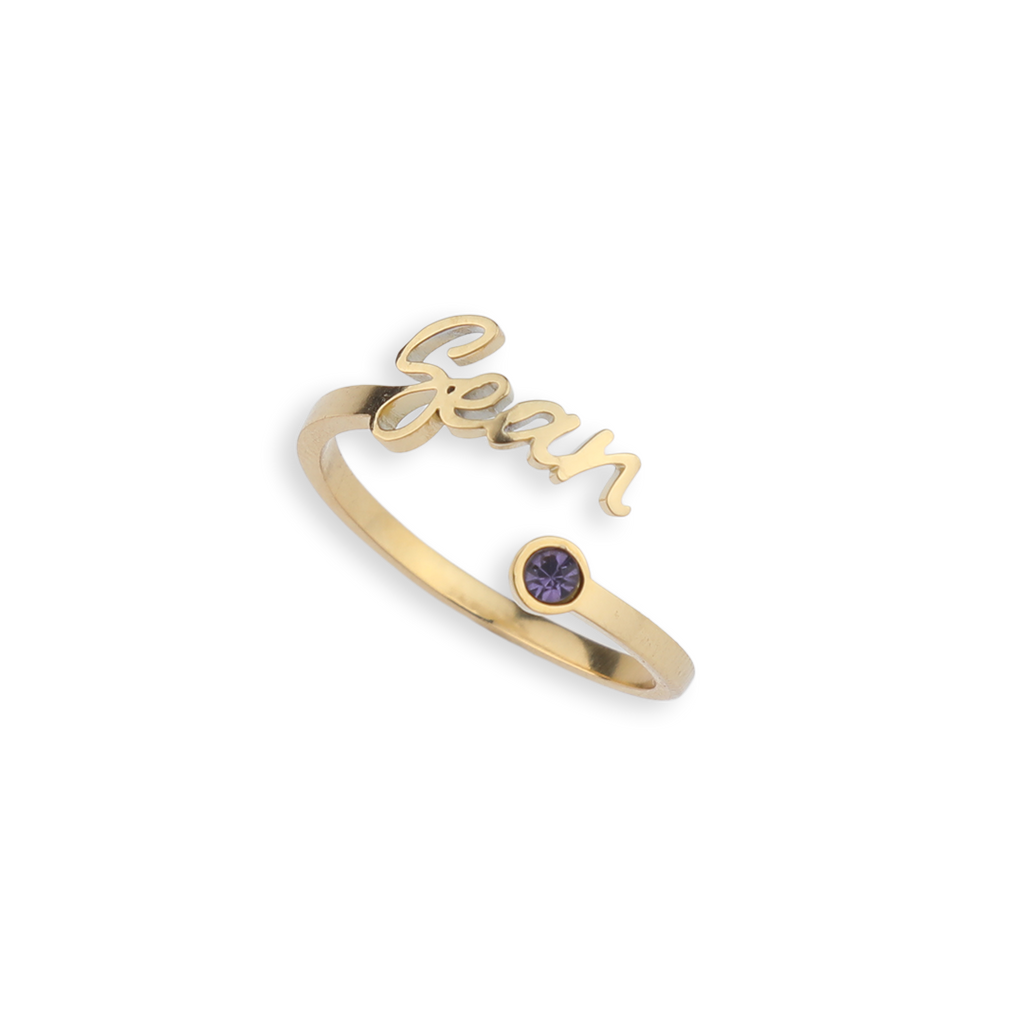 Custom Name Birthstone Ring