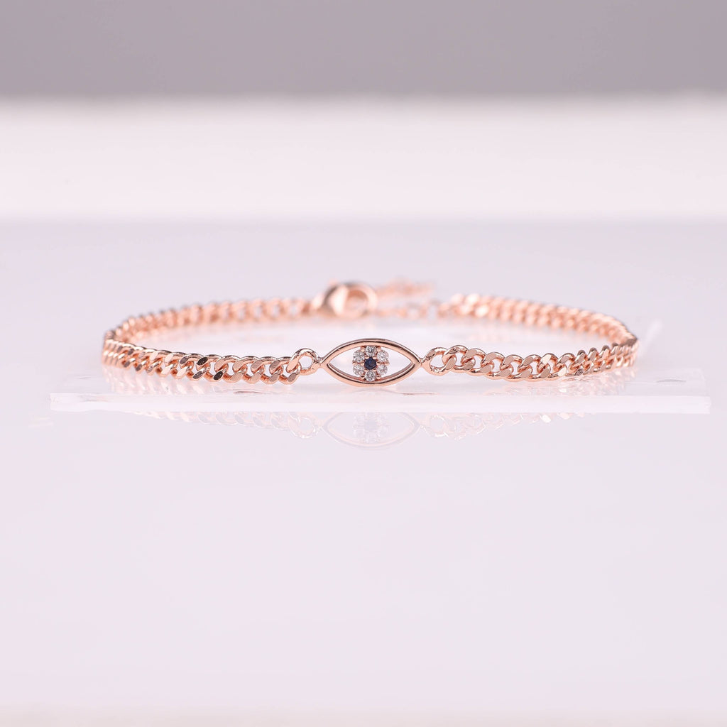 Dainty Cuban Link Chain Evil Eye Bracelet