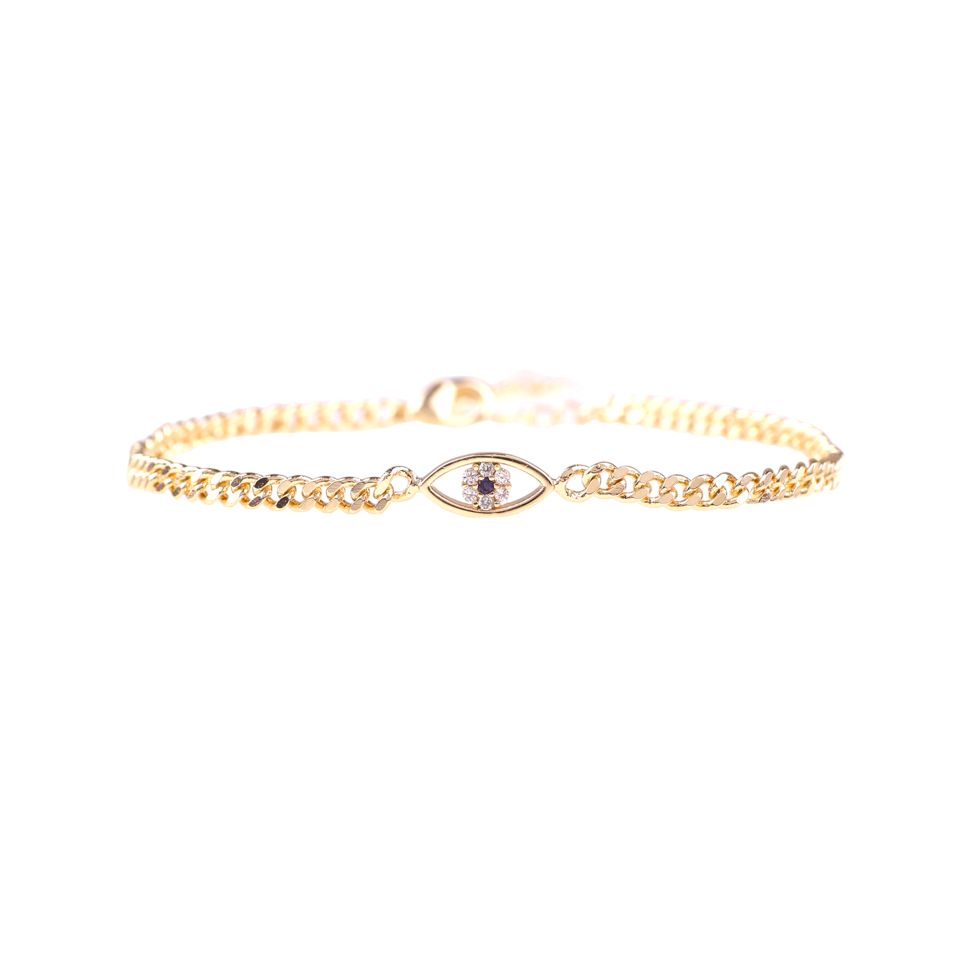 Dainty Cuban Link Chain Evil Eye Bracelet