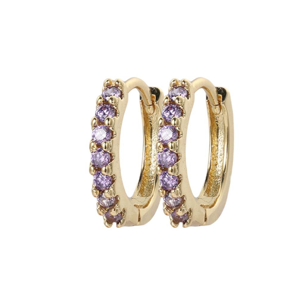 Gemstone Sleeper Huggie Hoop Earrings