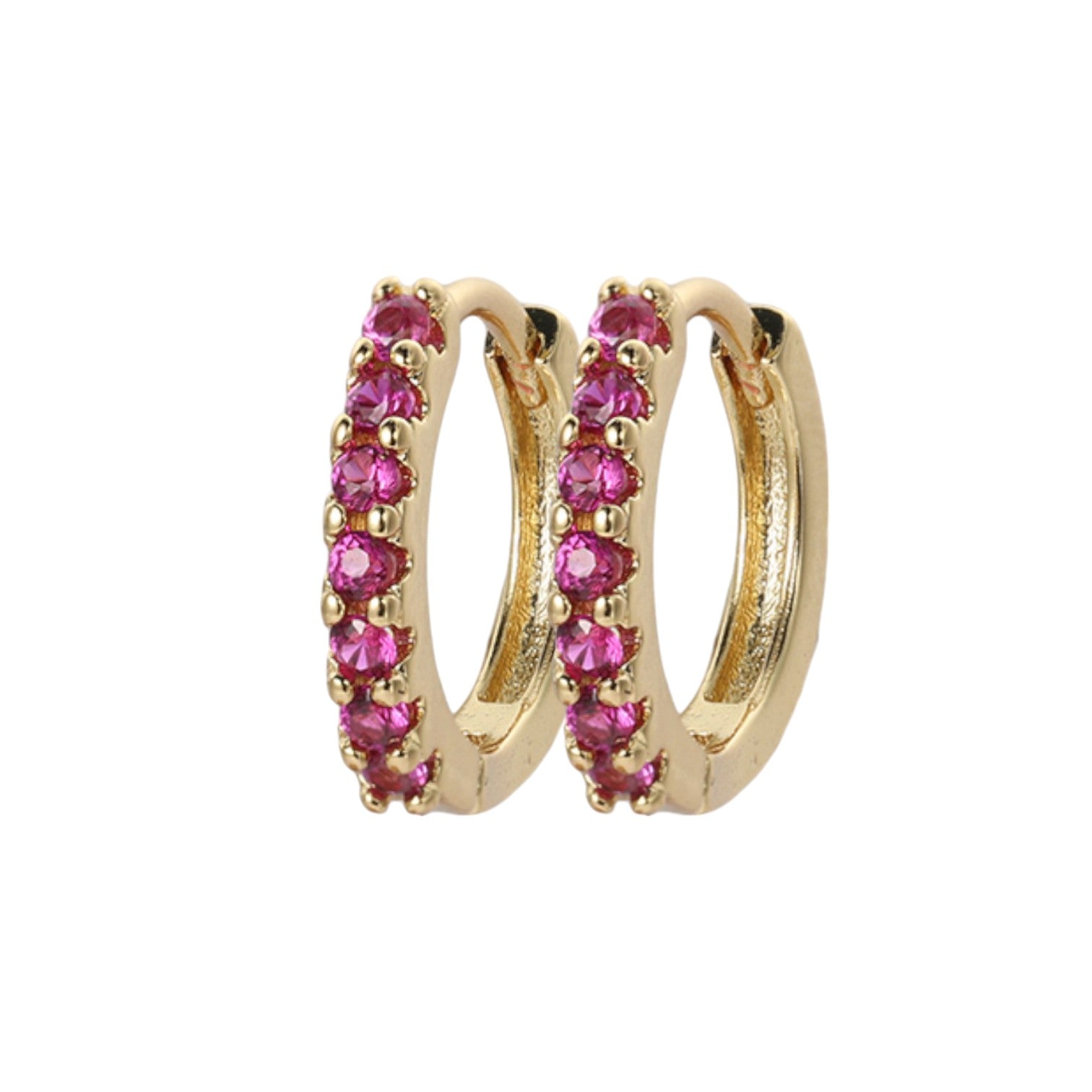 Gemstone Sleeper Huggie Hoop Earrings