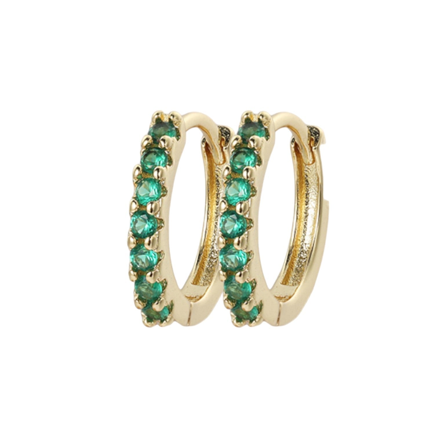 Gemstone Sleeper Huggie Hoop Earrings
