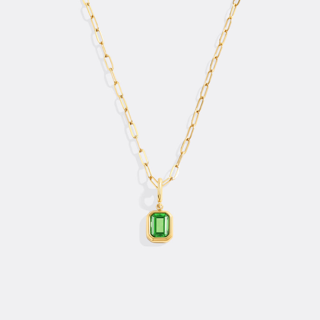 Baguette Birthstone Charm Necklace