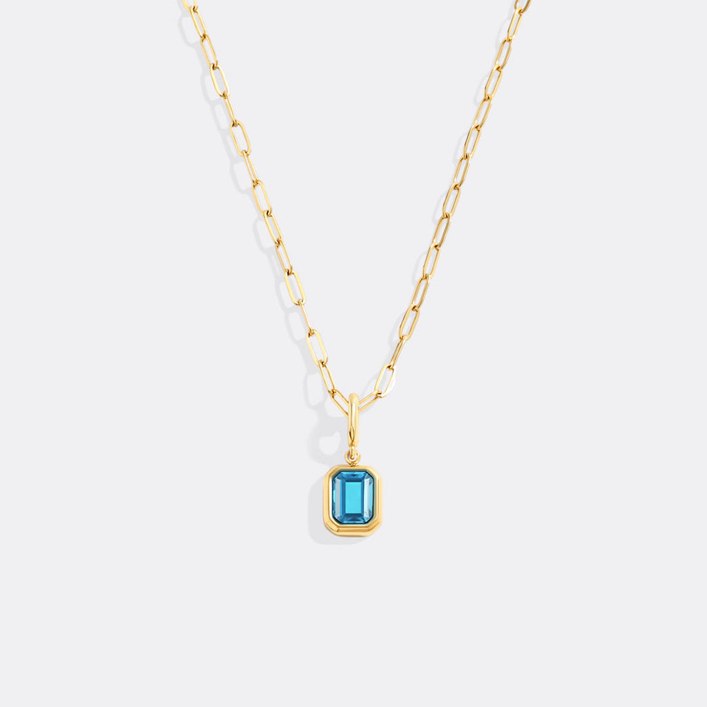 Baguette Birthstone Charm Necklace