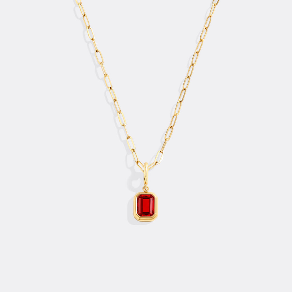 Baguette Birthstone Charm Necklace