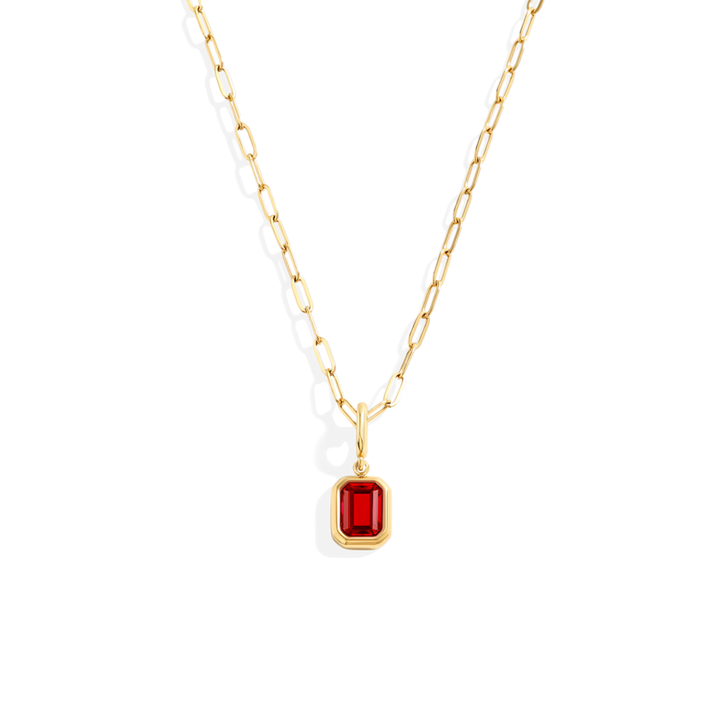 Baguette Birthstone Charm Necklace