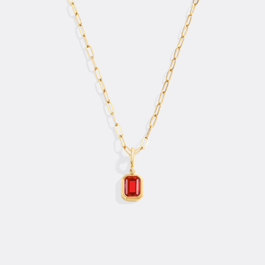 Baguette Birthstone Charm Necklace