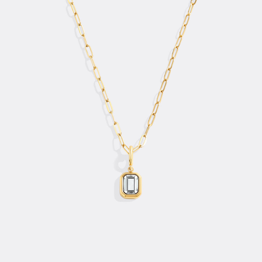 Baguette Birthstone Charm Necklace