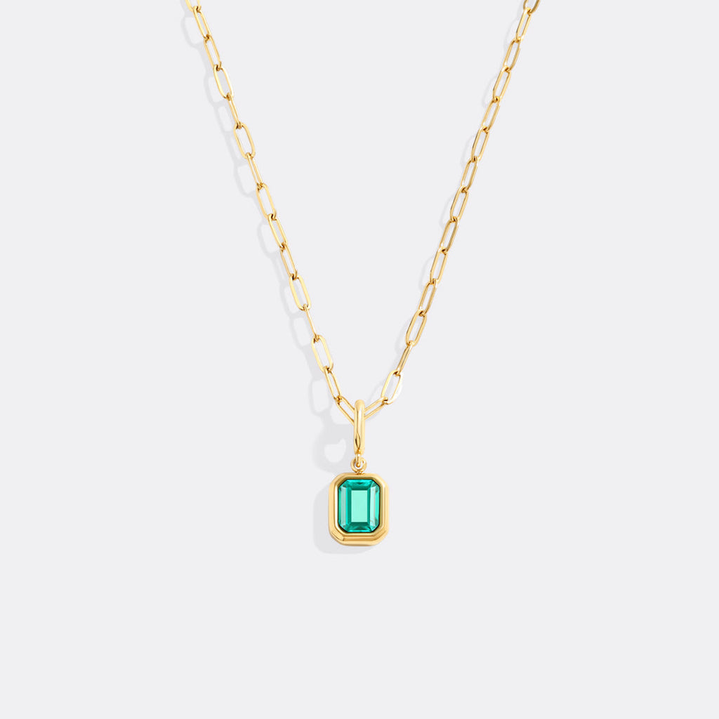 Baguette Birthstone Charm Necklace