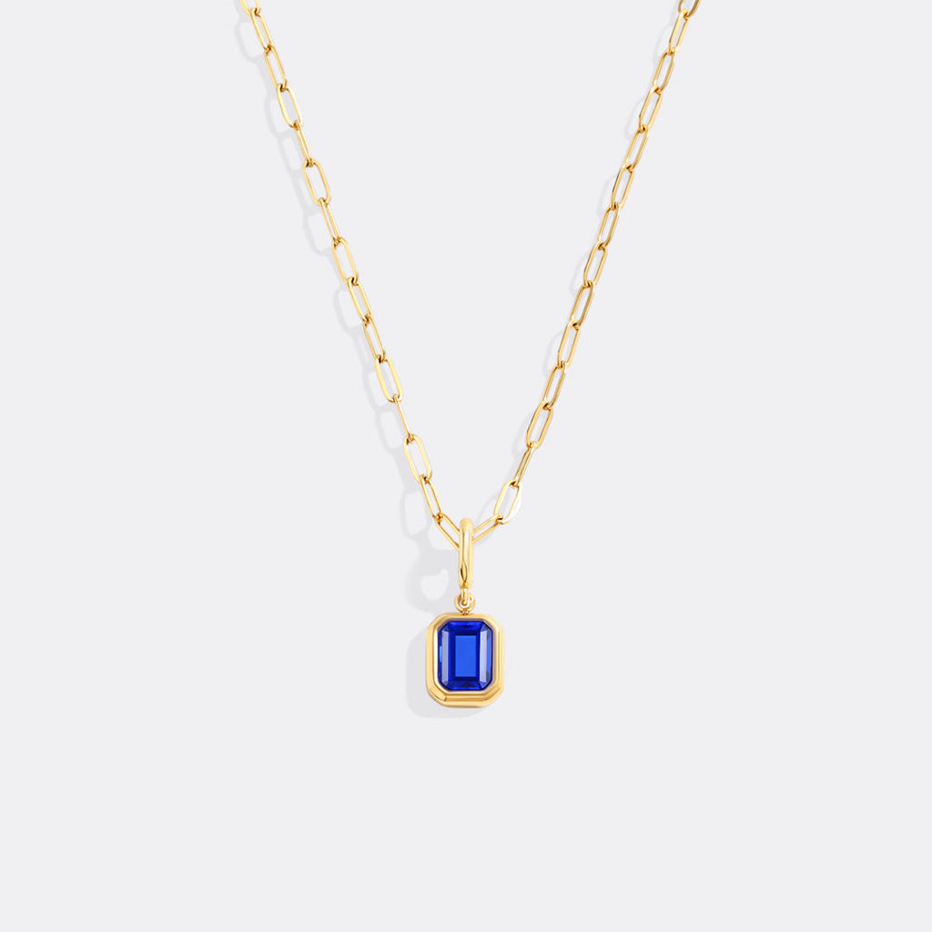 Baguette Birthstone Charm Necklace