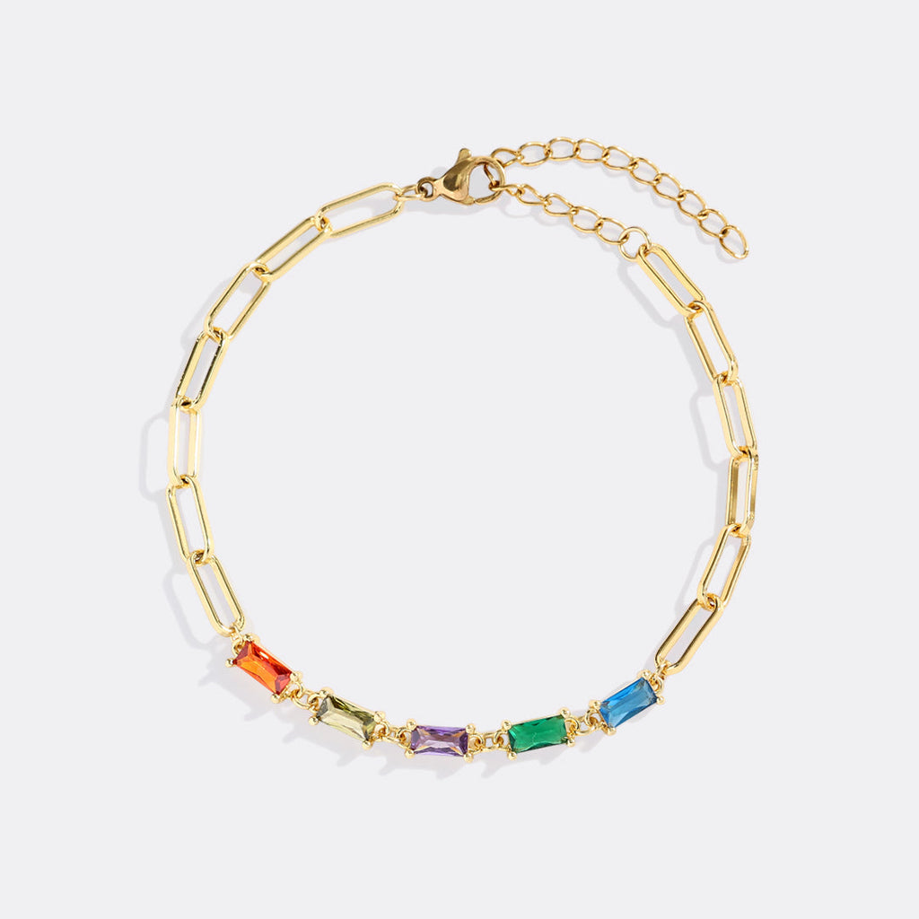 Baguette Birthstone Paperclip Bracelet