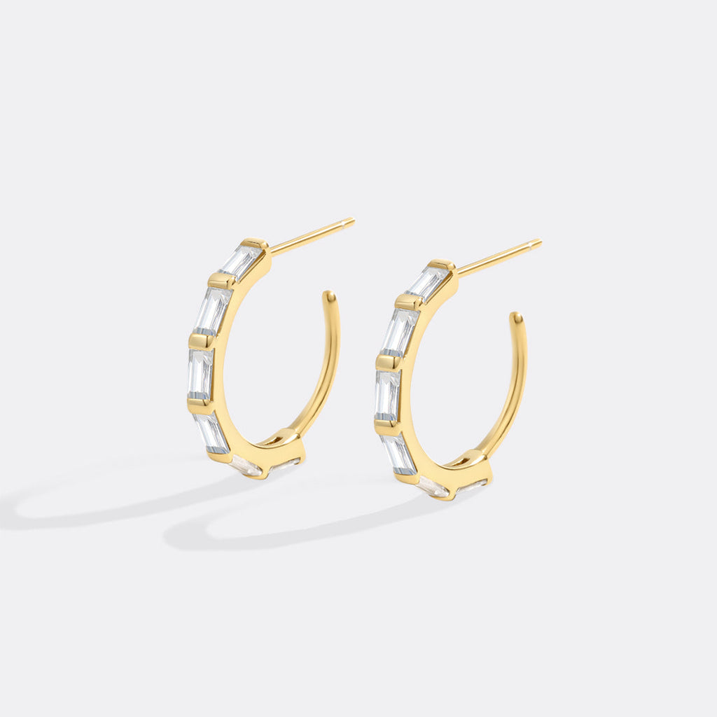 Baguette Diamond Hoop Earrings