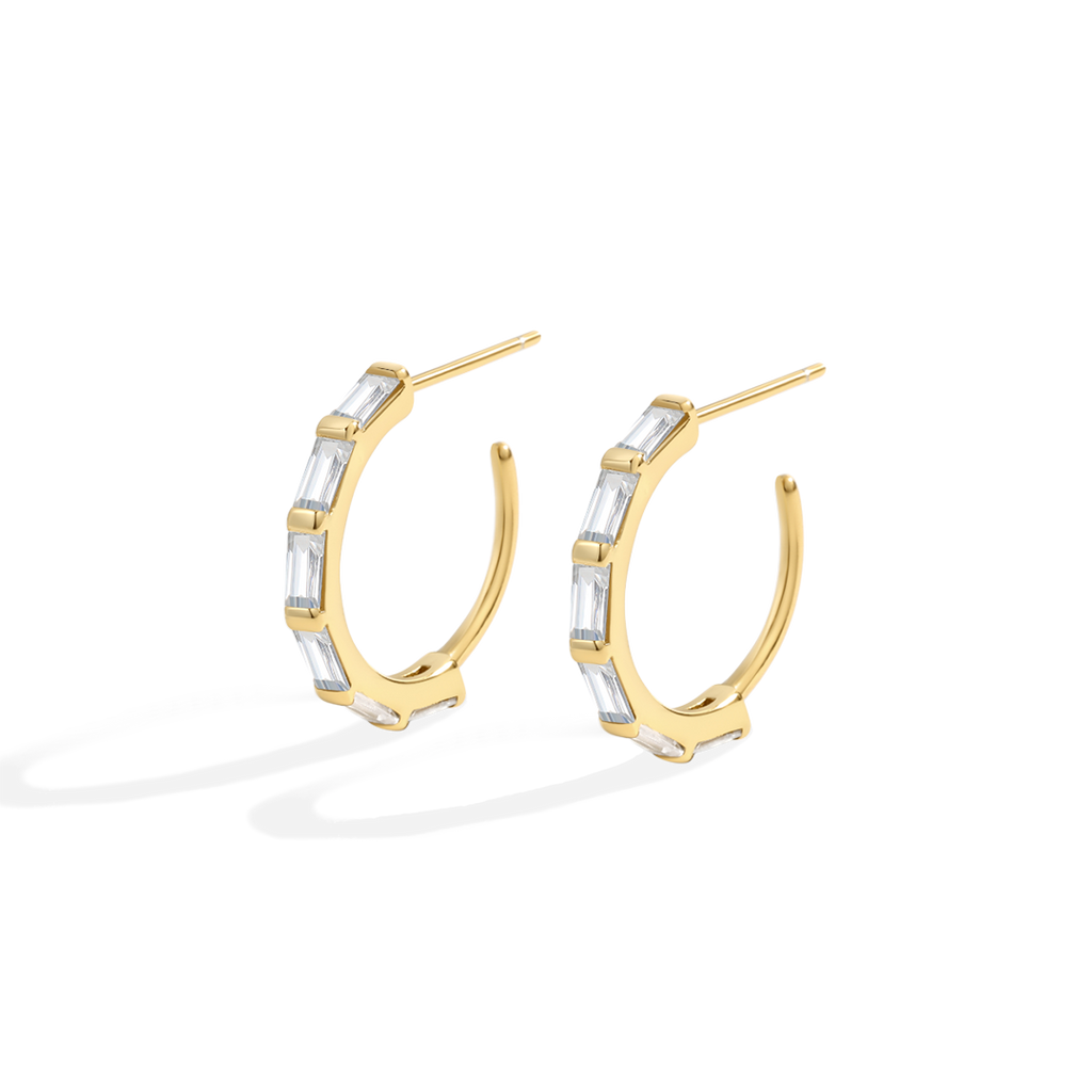 Baguette Diamond Hoop Earrings