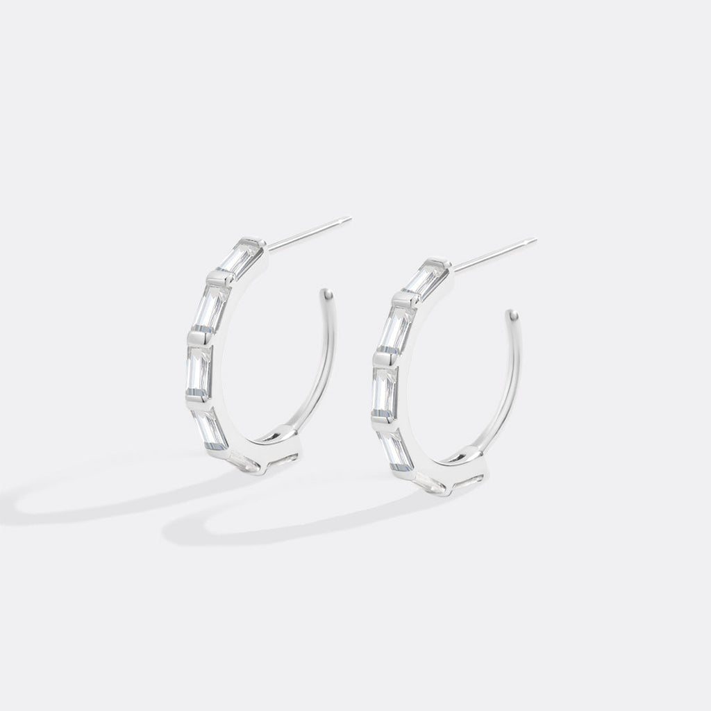 Baguette Diamond Hoop Earrings