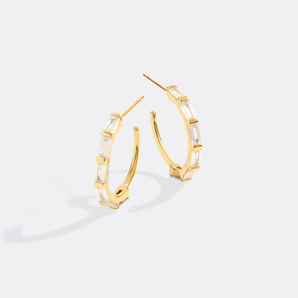 Baguette Diamond Hoop Earrings