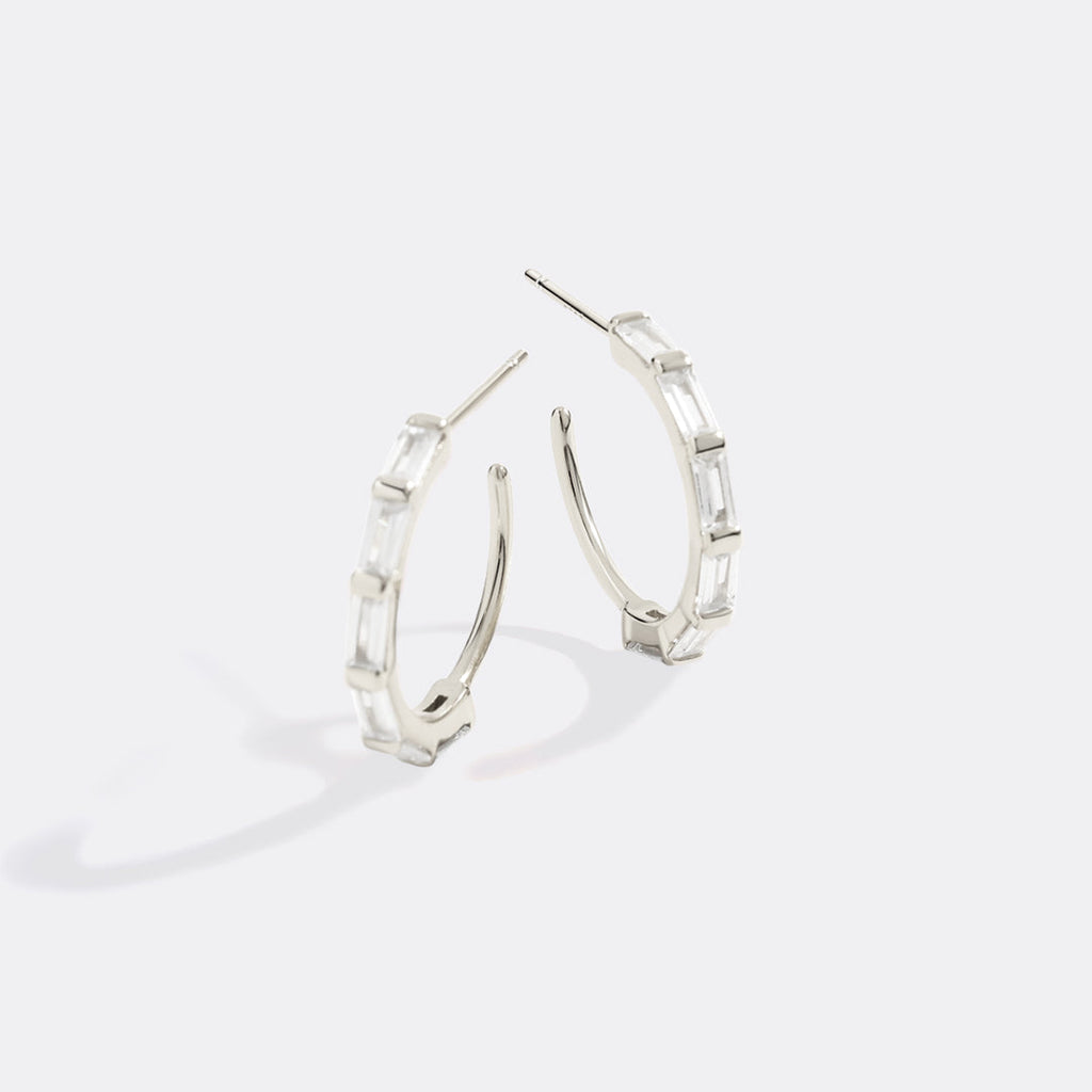 Baguette Diamond Hoop Earrings
