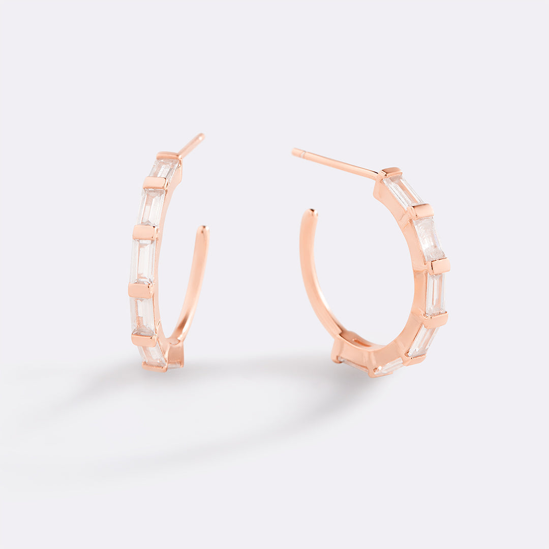 Baguette Diamond Hoop Earrings