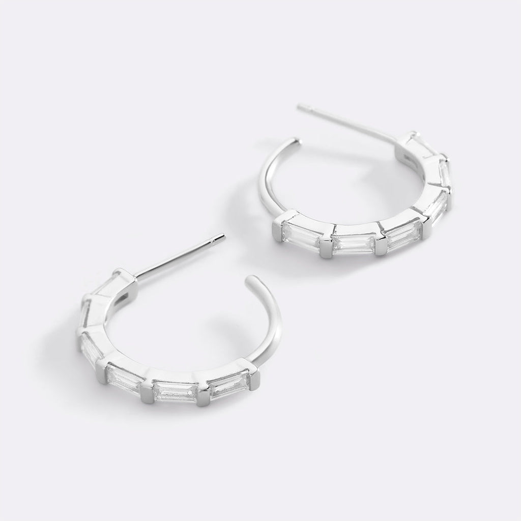 Baguette Diamond Hoop Earrings