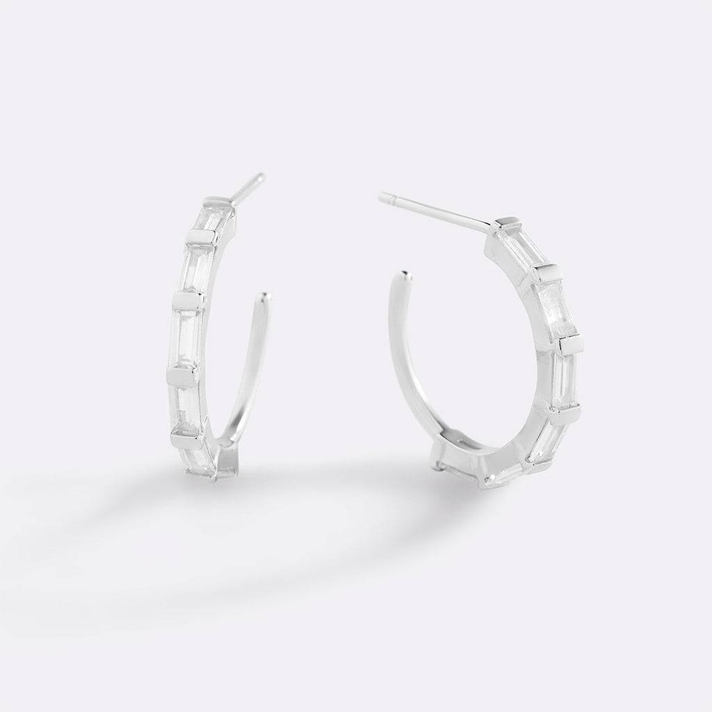 Baguette Diamond Hoop Earrings