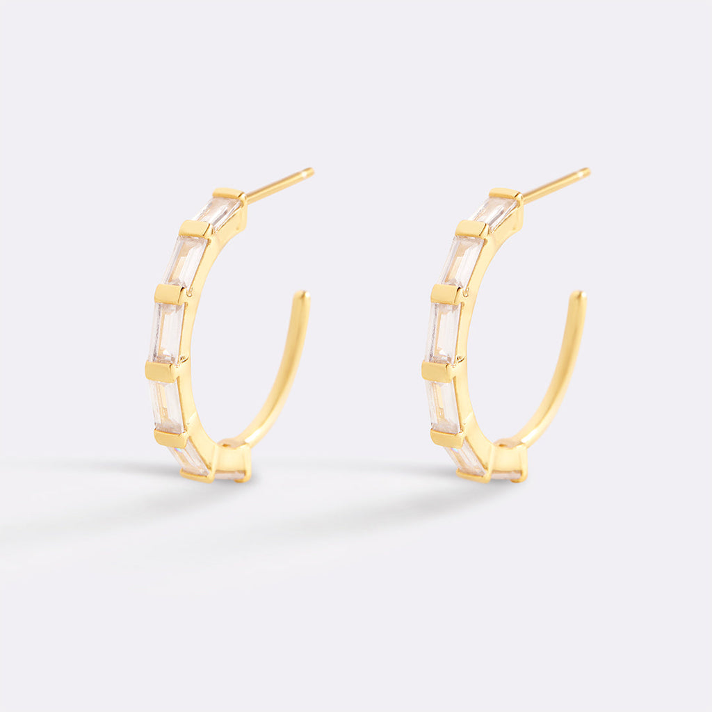 Baguette Diamond Hoop Earrings