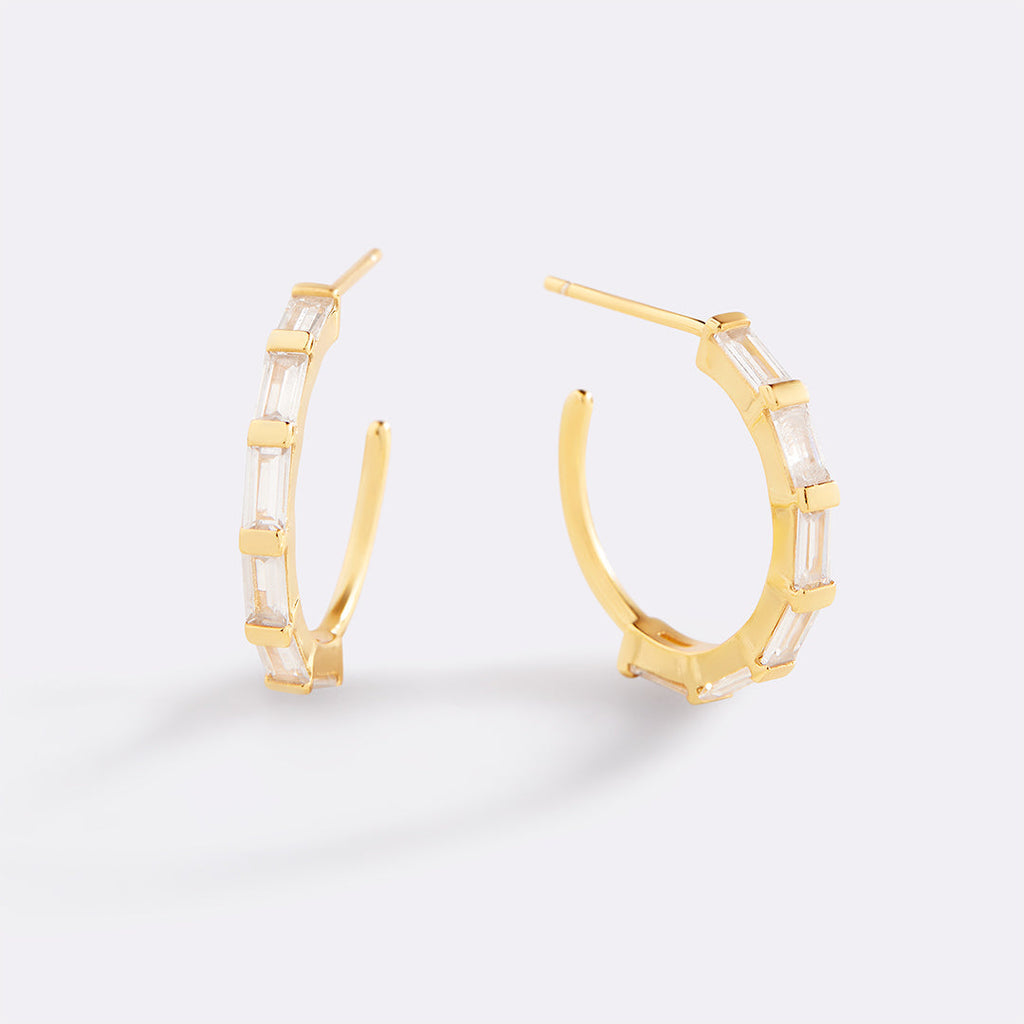 Baguette Diamond Hoop Earrings