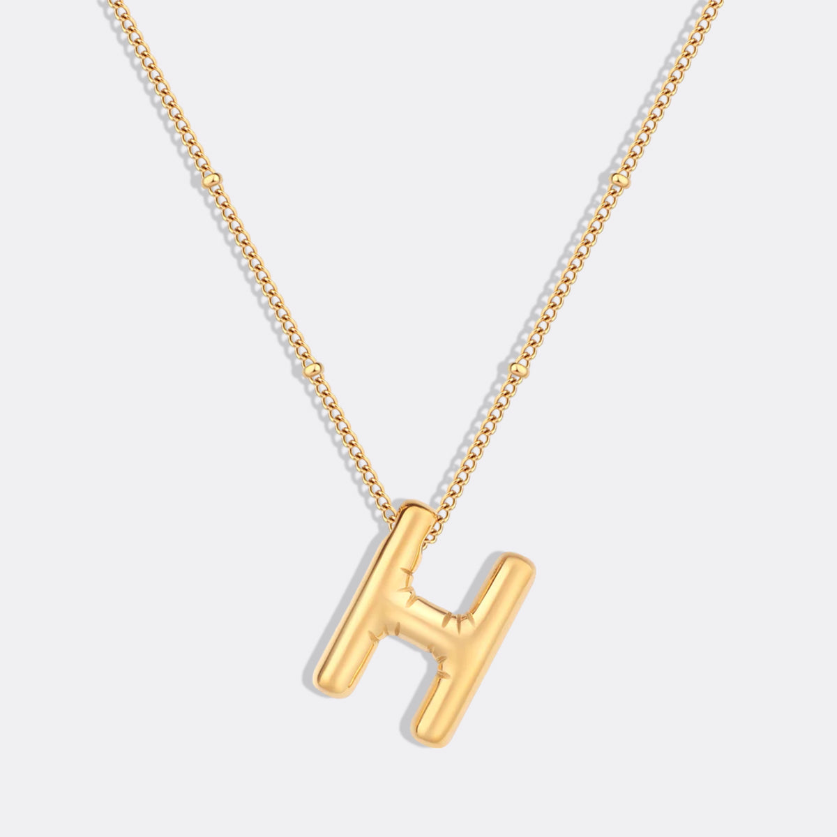 Balloon Initial Necklace with Satellite Chain