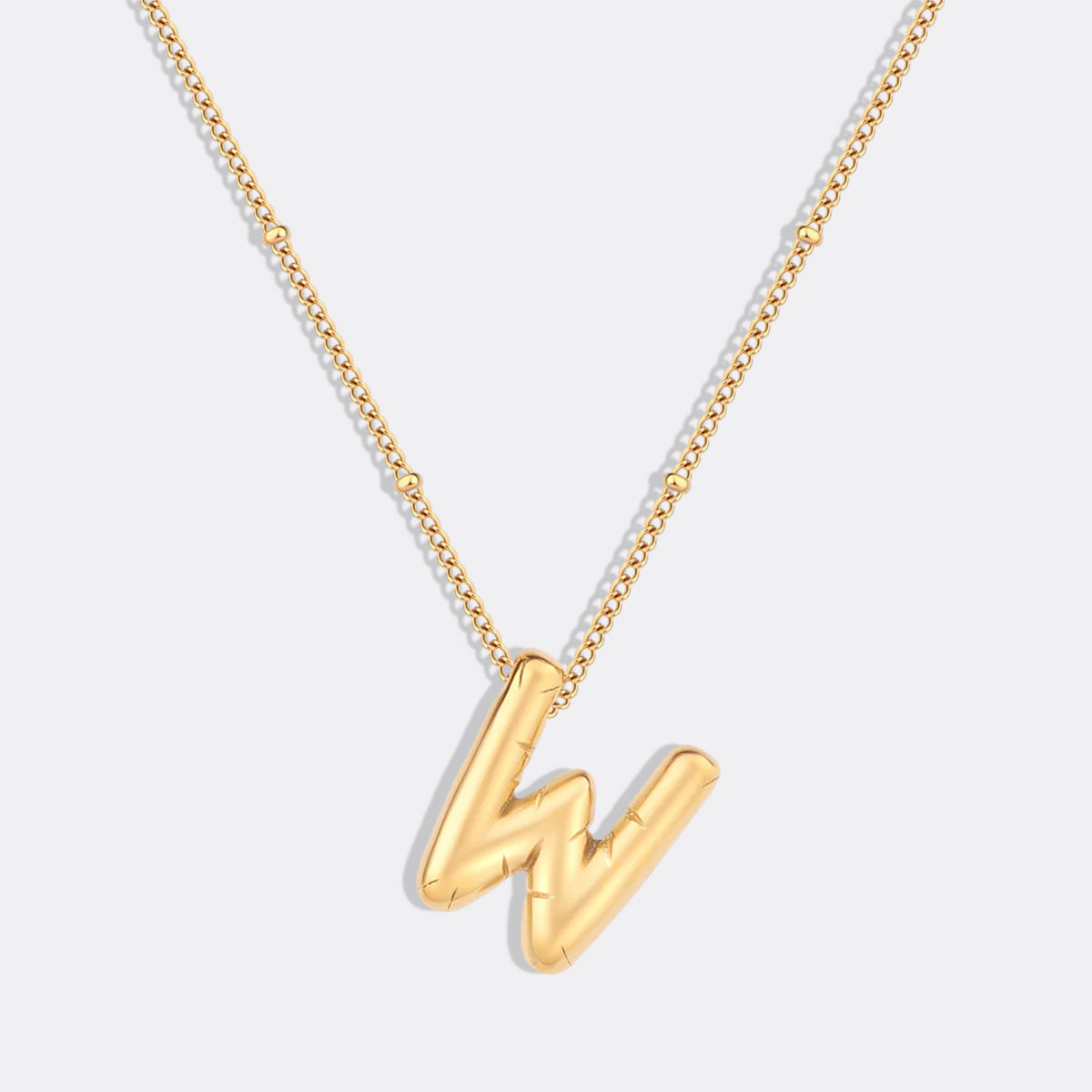 Balloon Initial Necklace with Satellite Chain
