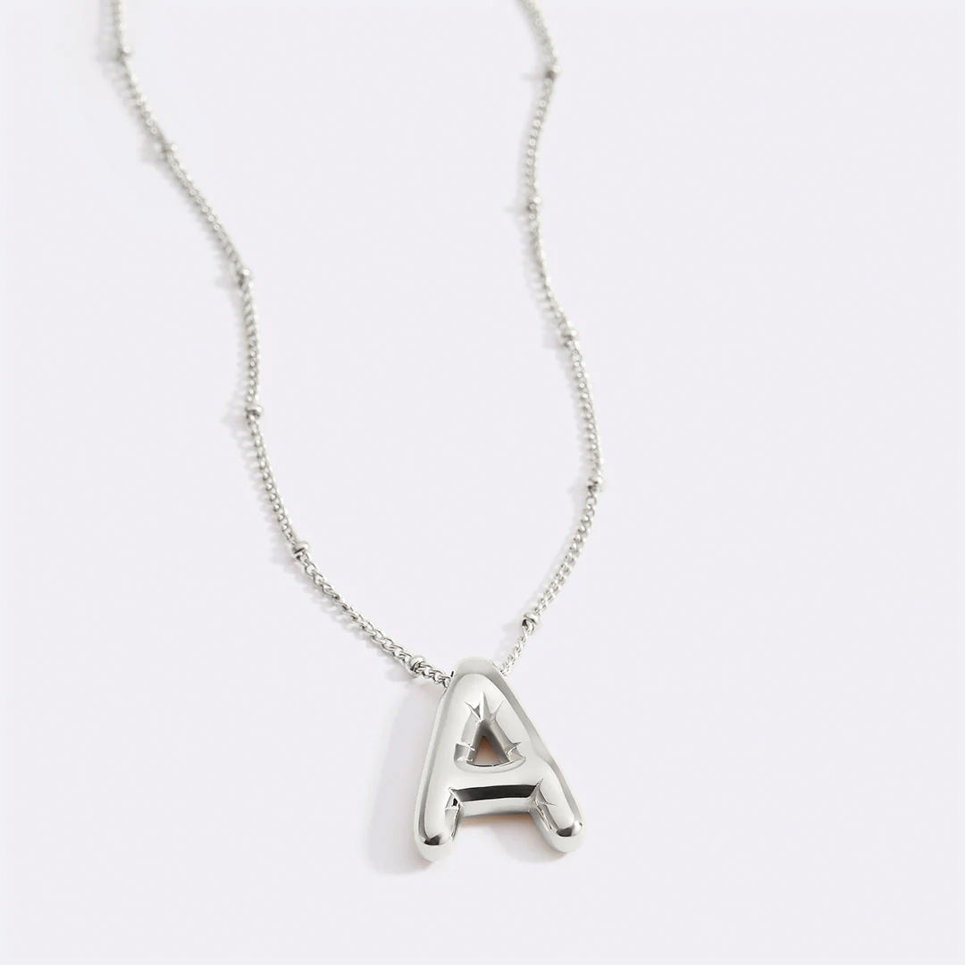 Balloon Initial Necklace with Satellite Chain