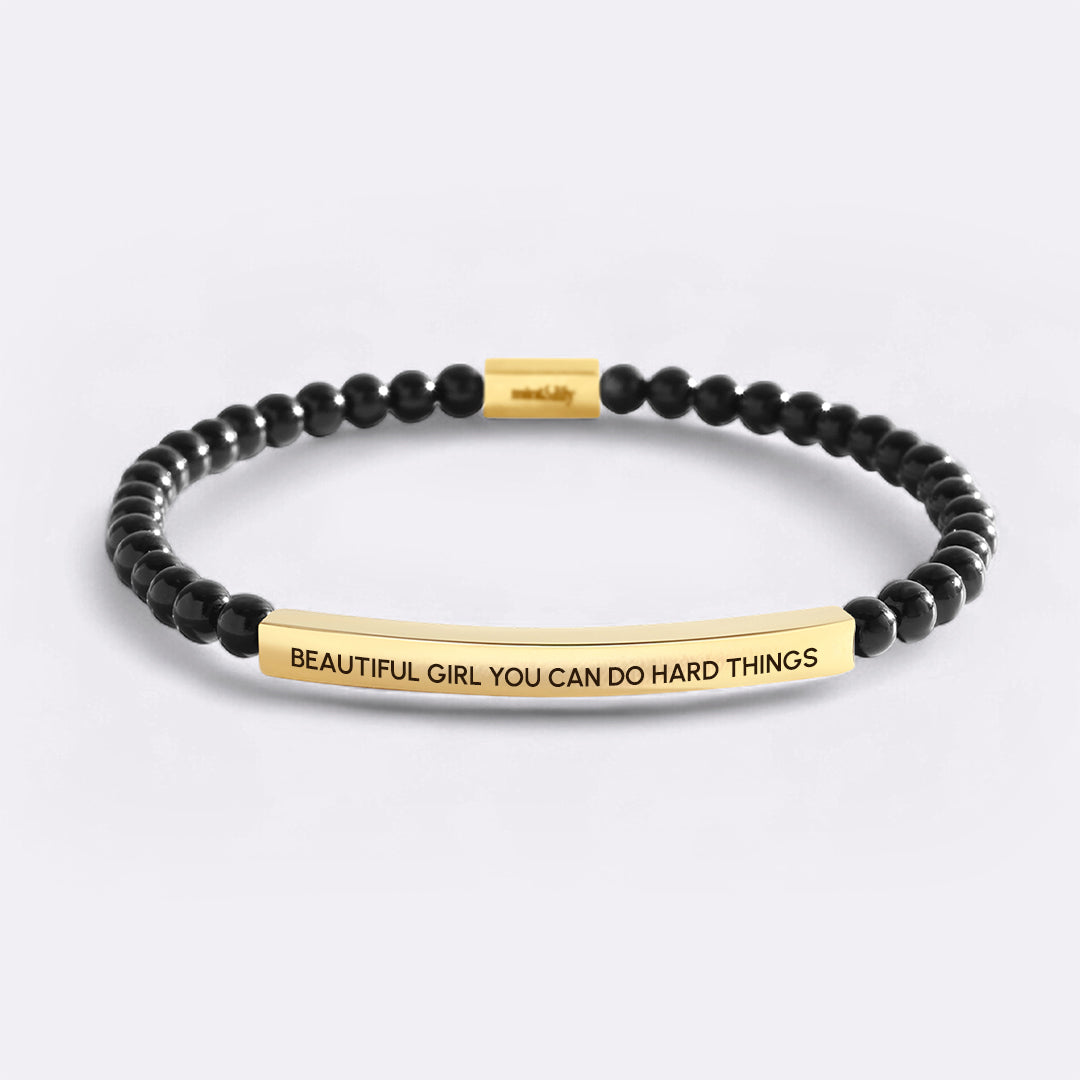 Beautiful Girl You Can Do Hard Things Beaded Inspire Bracelet