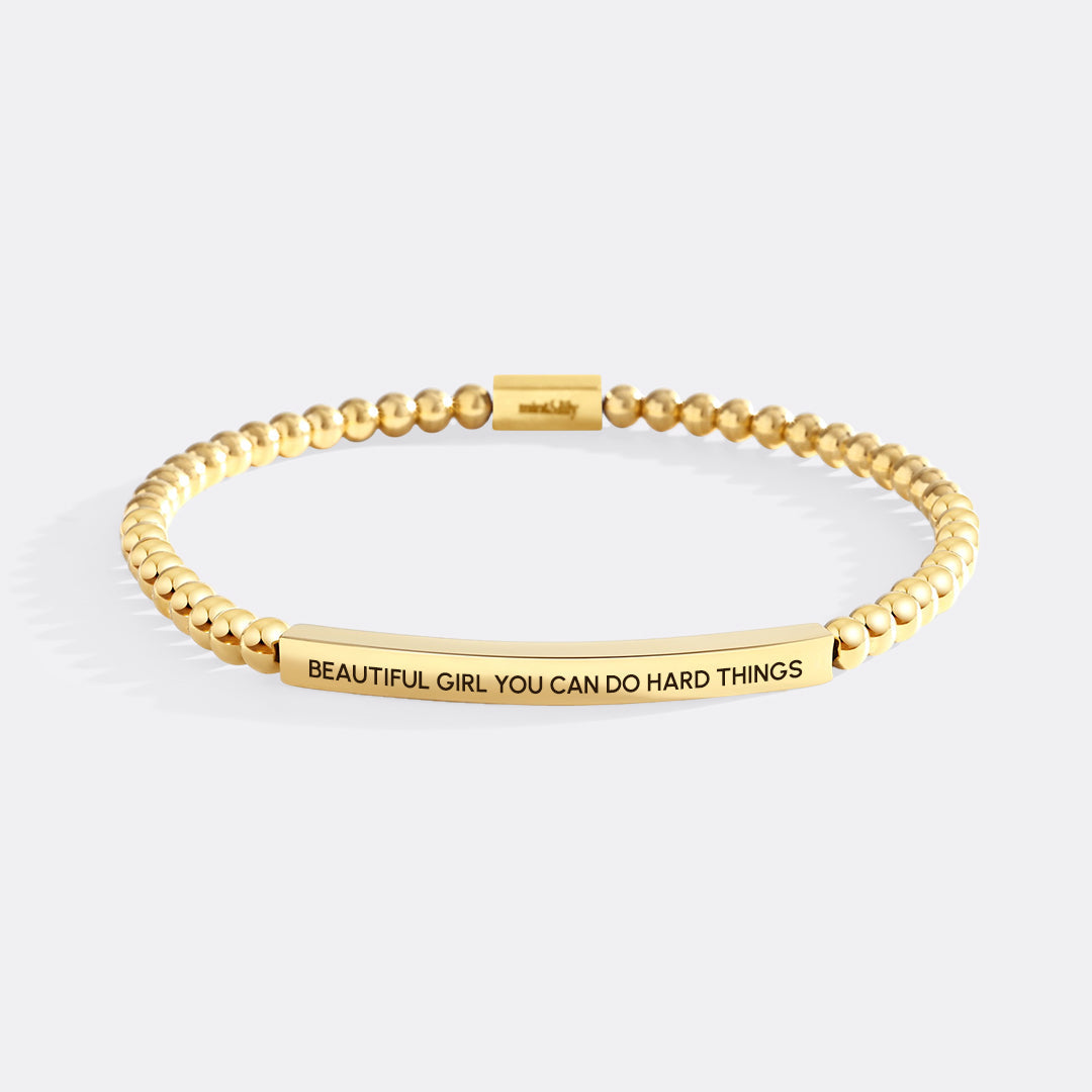 Beautiful Girl You Can Do Hard Things Beaded Inspire Bracelet
