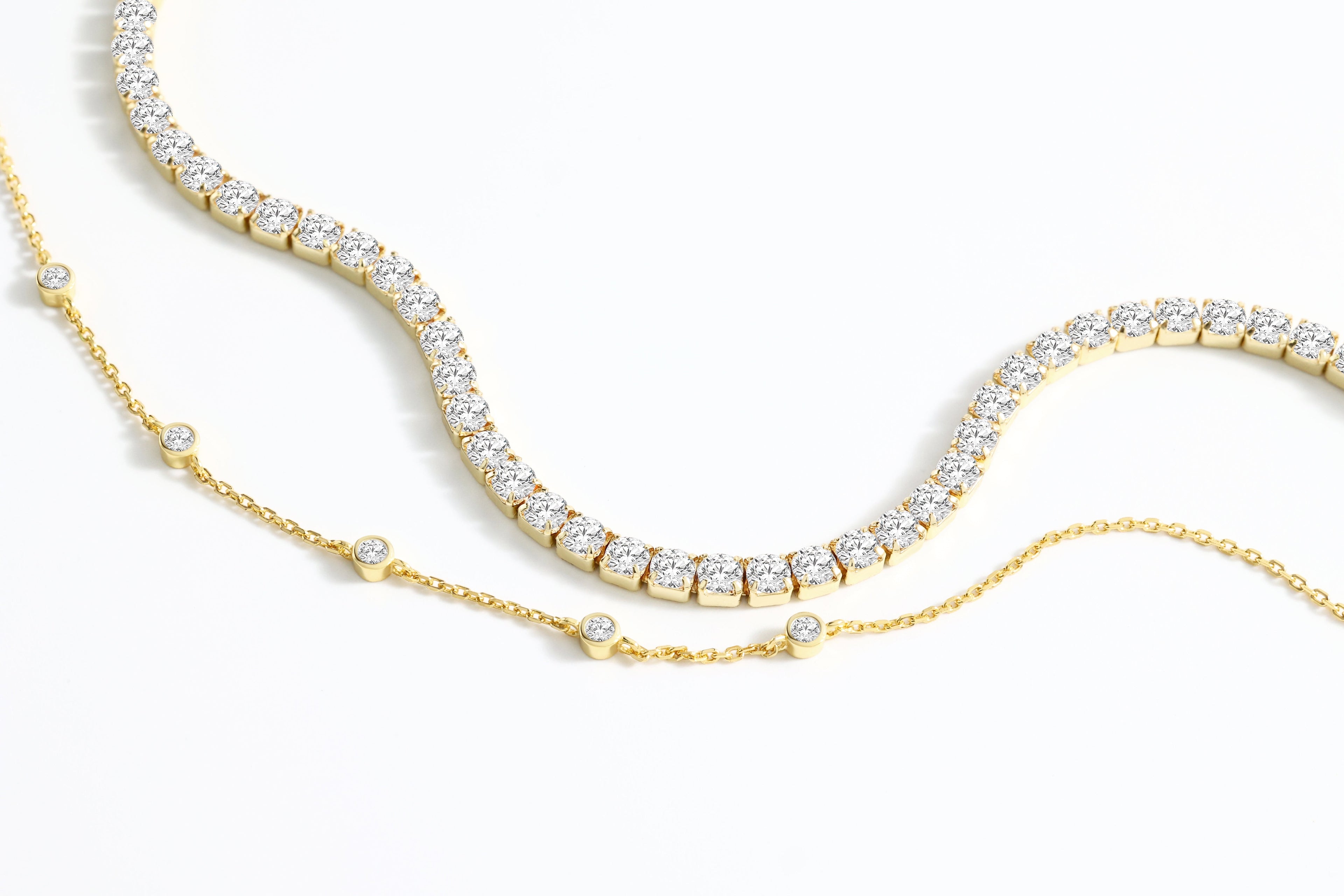 Bezel Set Bracelet and Tennis Bracelet Bundle