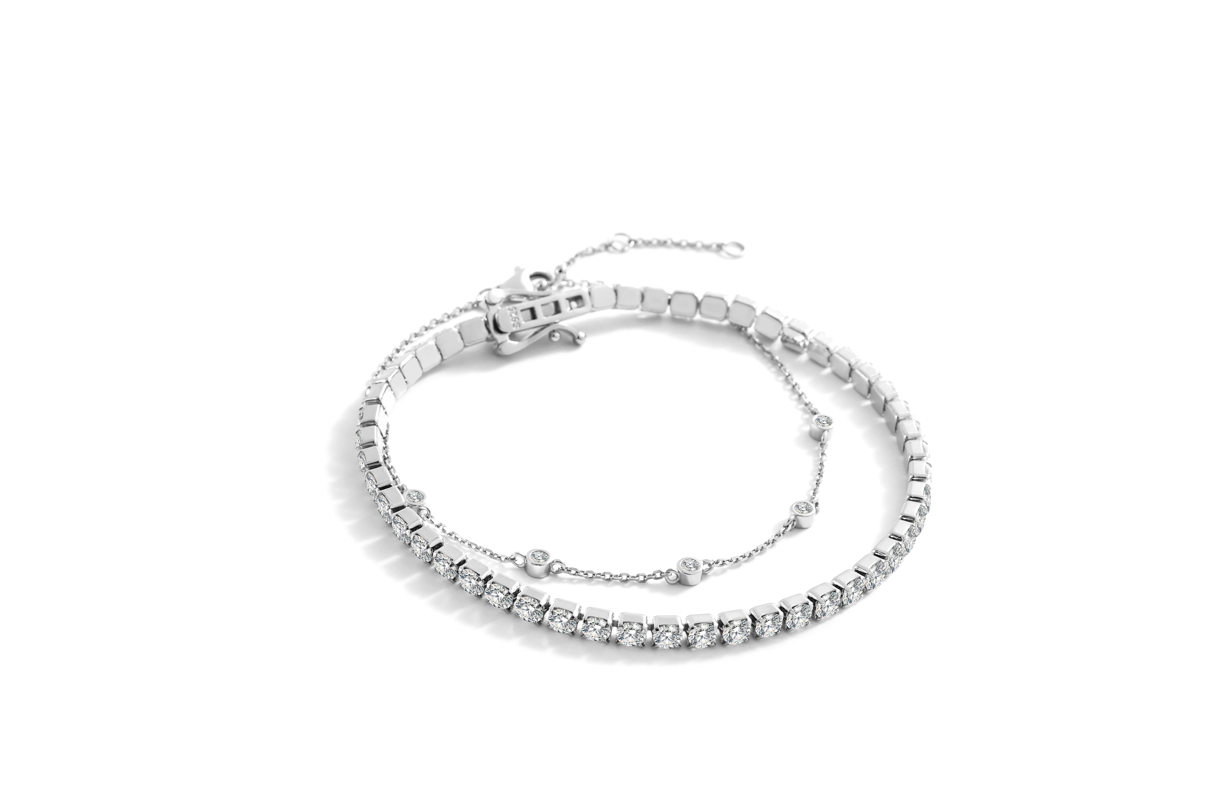 Bezel Set Bracelet and Tennis Bracelet Bundle