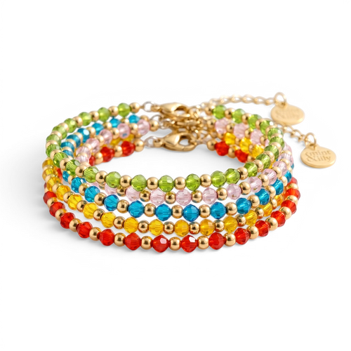 Birthstone and Gold Bead Bracelet