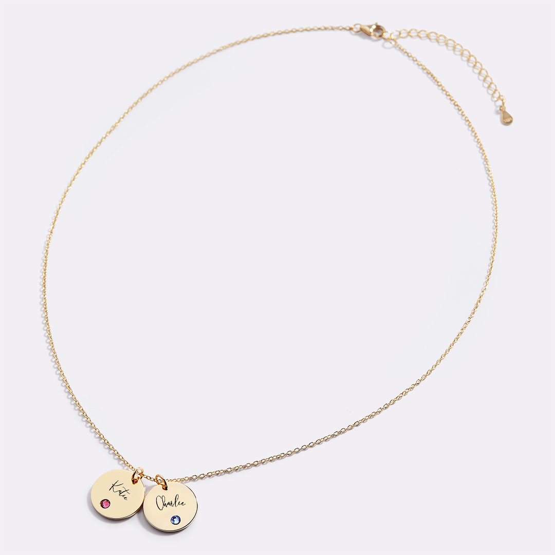 Birthstone Disc Name Necklace