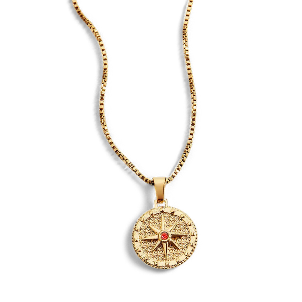 Birthstone Compass Pendant Necklace