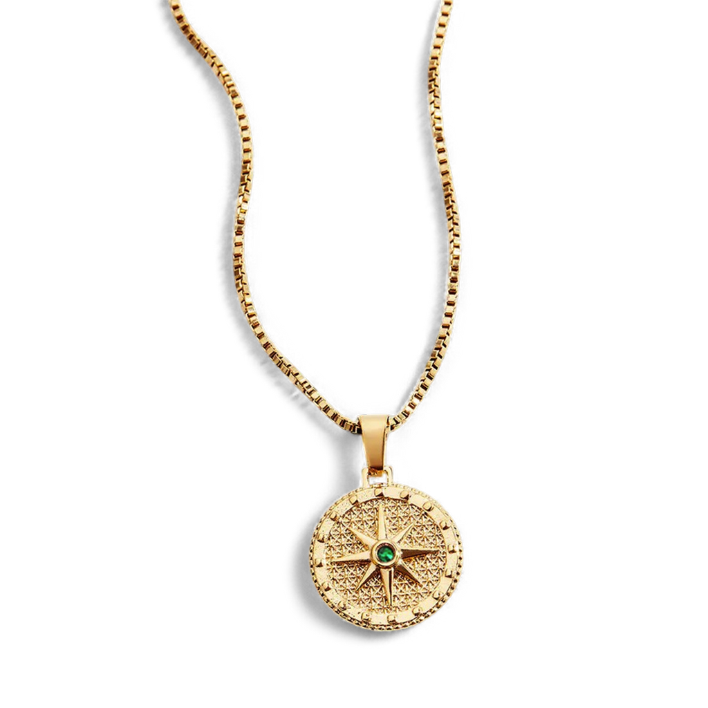Birthstone Compass Pendant Necklace