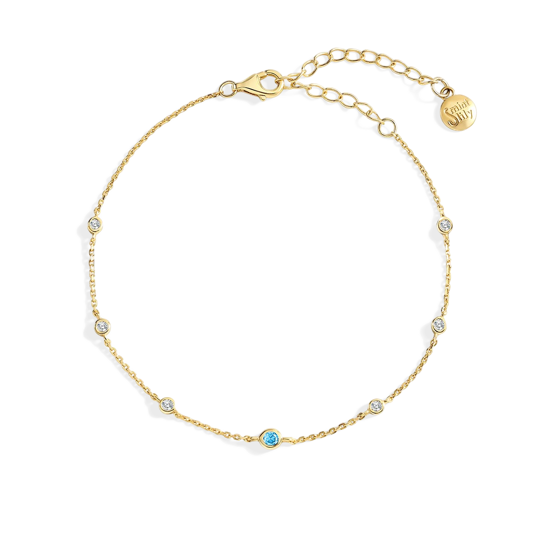 December Birthstone Station Bracelet