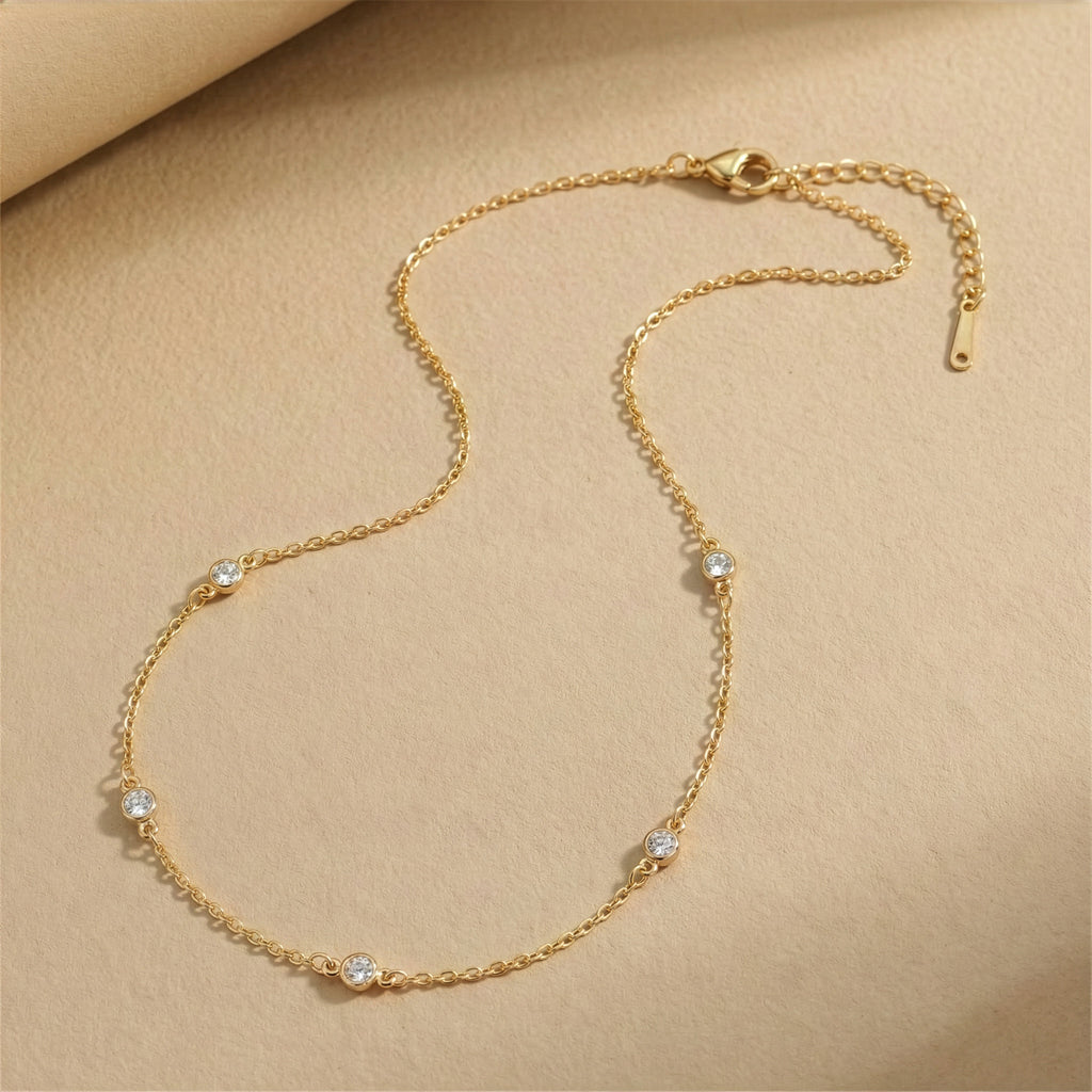 Dainty Crystal Station Necklace