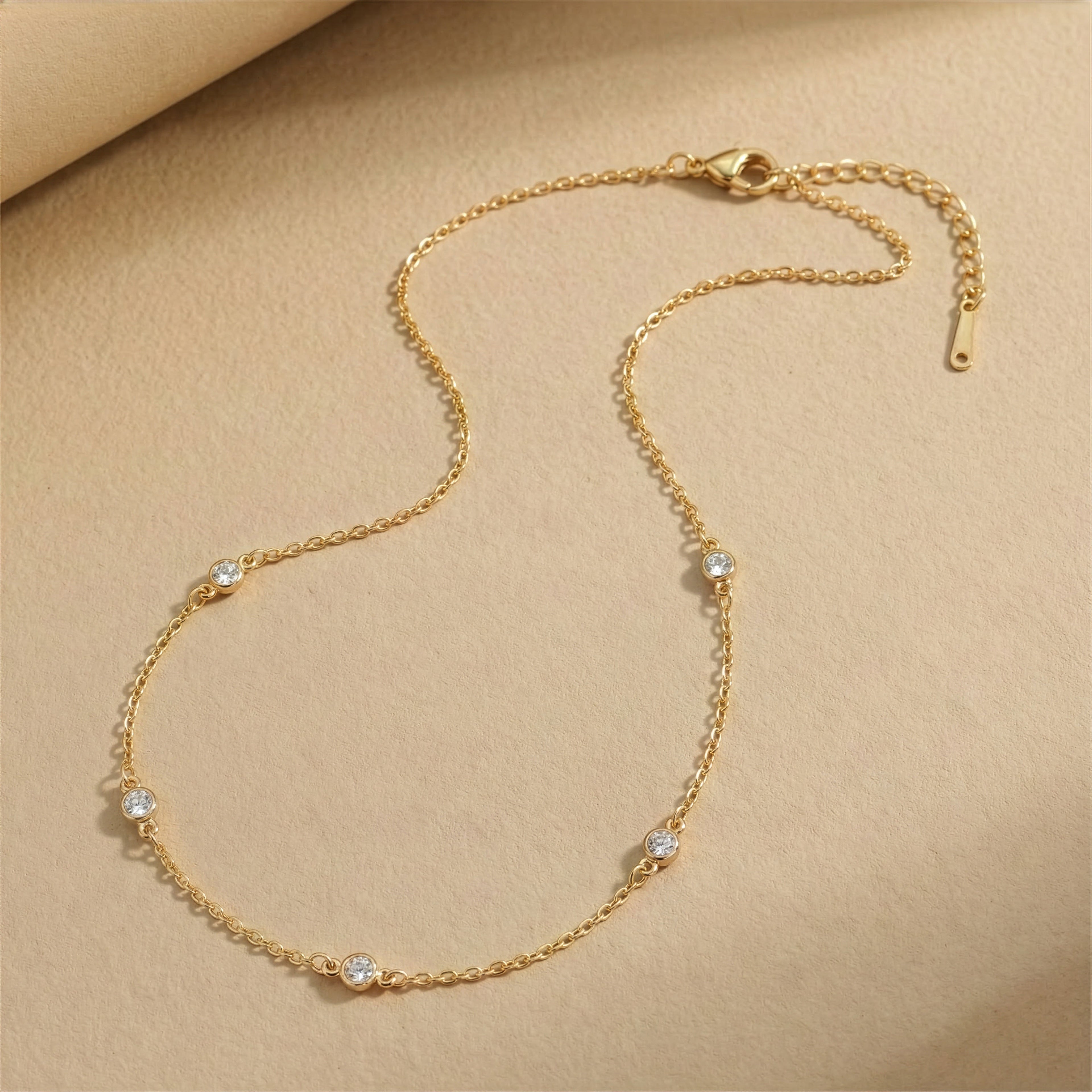 Dainty Crystal Station Necklace
