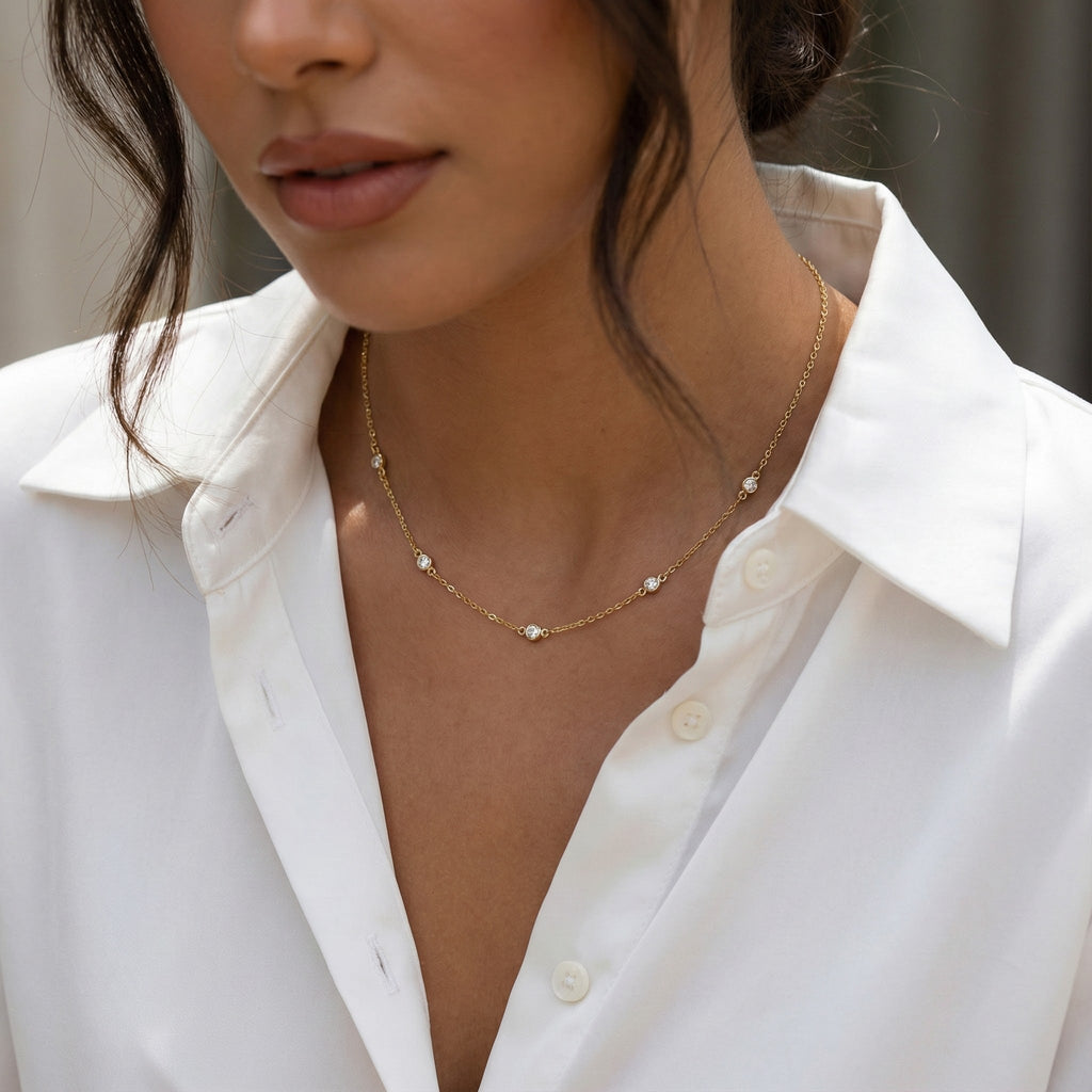 Dainty Crystal Station Necklace