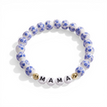 Blue Porcelain Floral Beaded Bracelet for Mom & Grandma