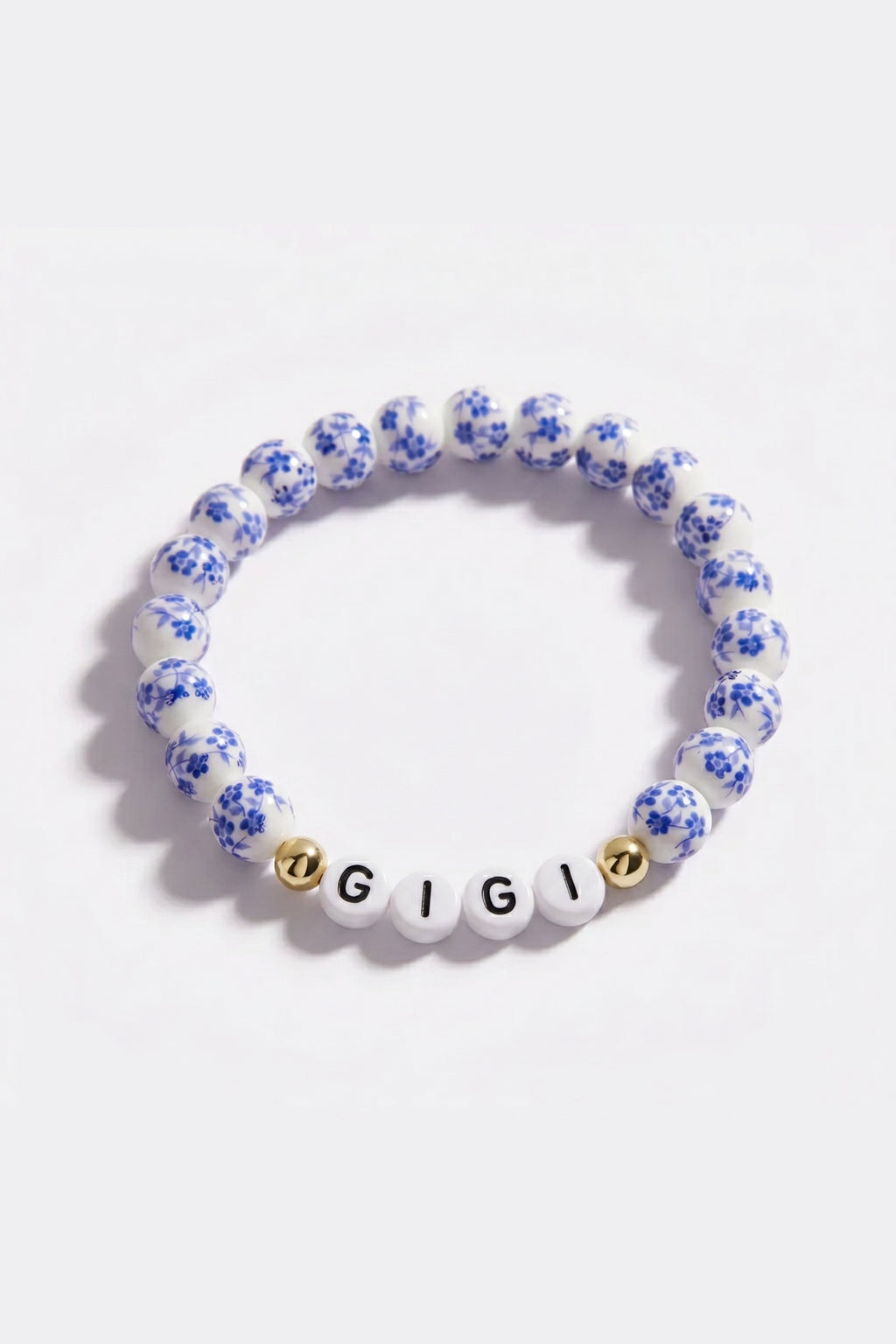 Blue Porcelain Floral Beaded Bracelet for Mom & Grandma