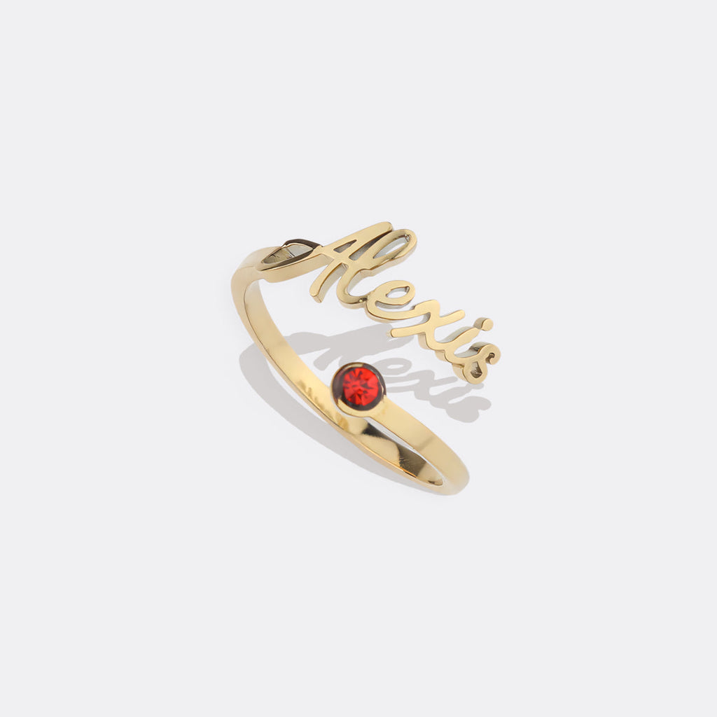 Custom Name Birthstone Ring
