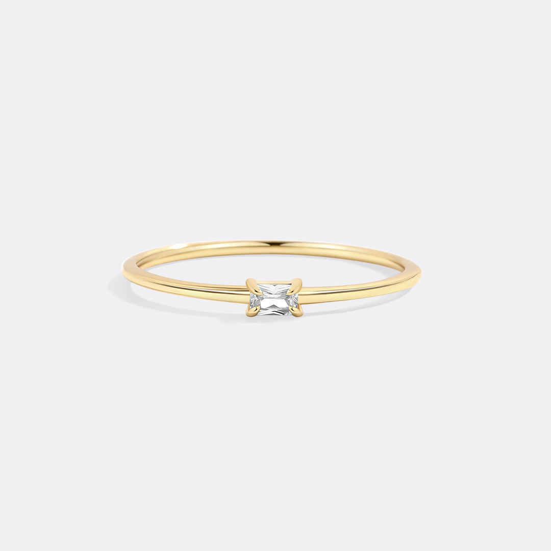 Dainty Baguette Birthstone Stacking Ring
