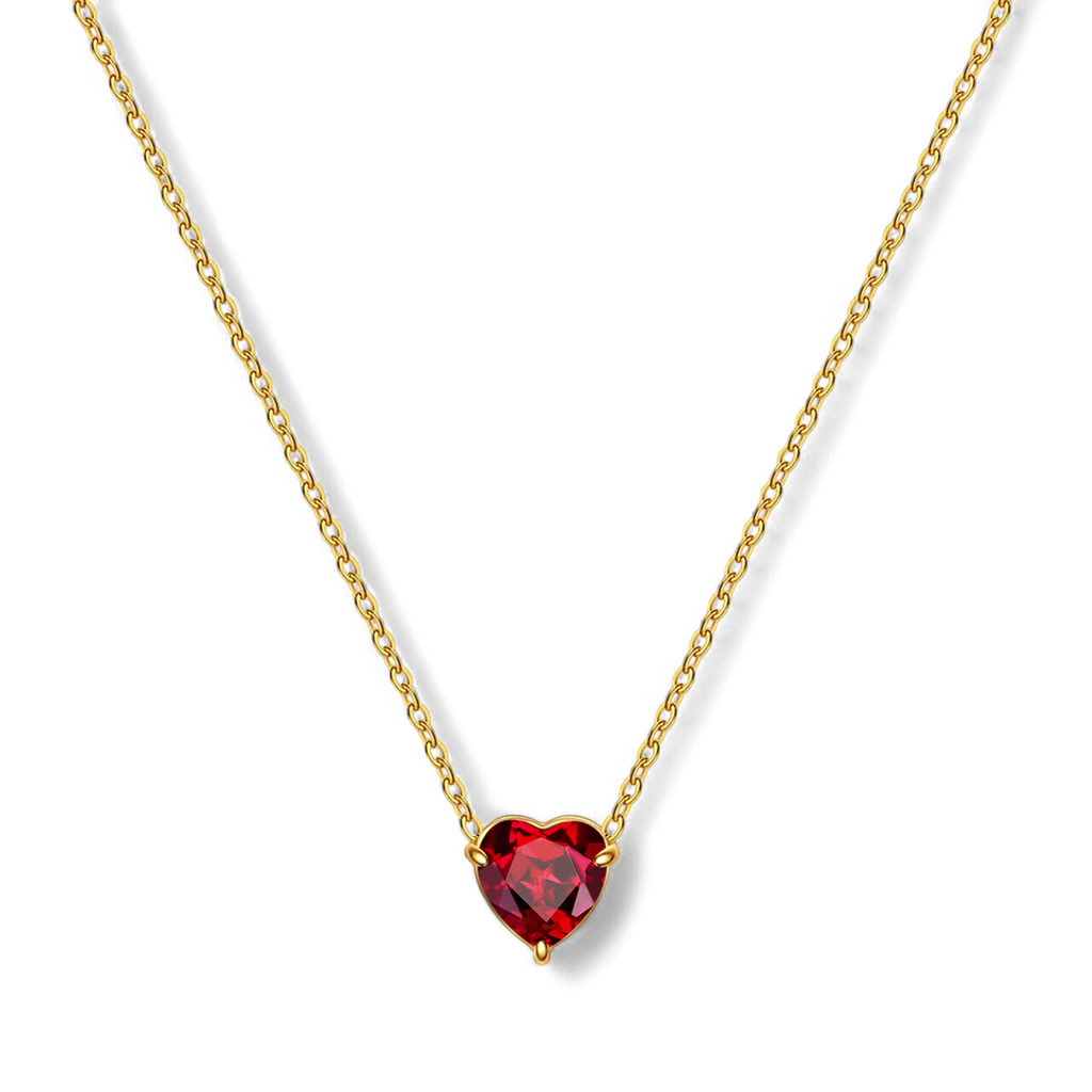 Dainty Birthstone Heart Necklace