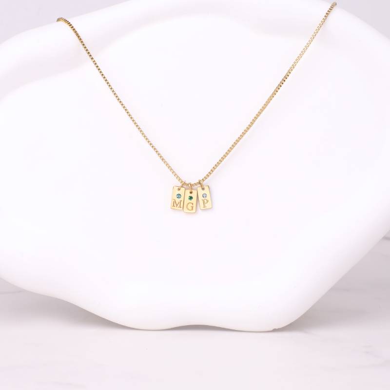 Dainty Pave Tag Initial Necklace